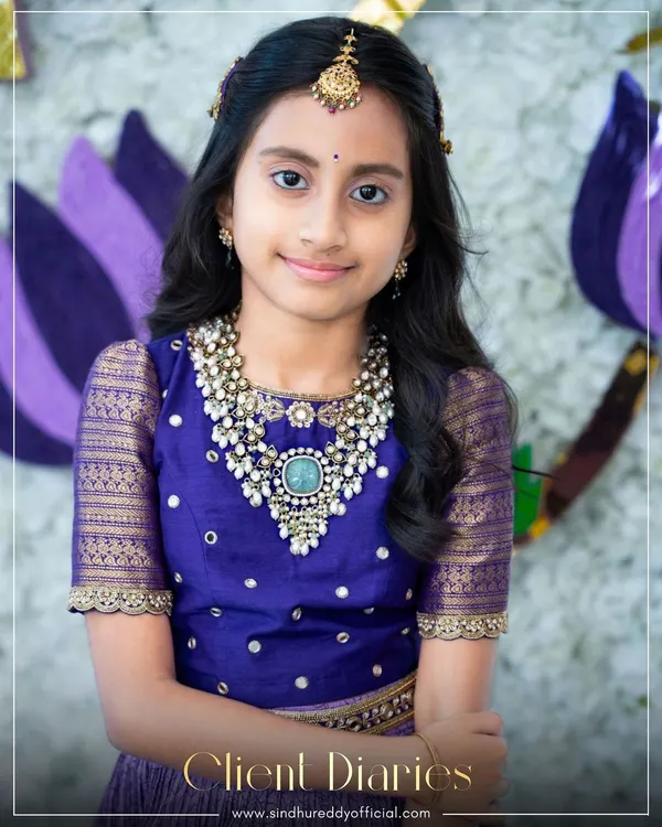 A treasured moment from our client diaries. This young lady is adorned in a bespoke royal blue and gold lehenga, showcasing the rich embroidery and traditional elegance I offer for more formal events.