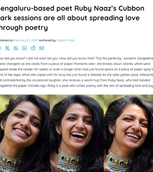 This feature from Connected to India beautifully captures the aim of my Cubbon Park sessions: spreading love through poetry. It highlights the emotional release and connection that people experience.