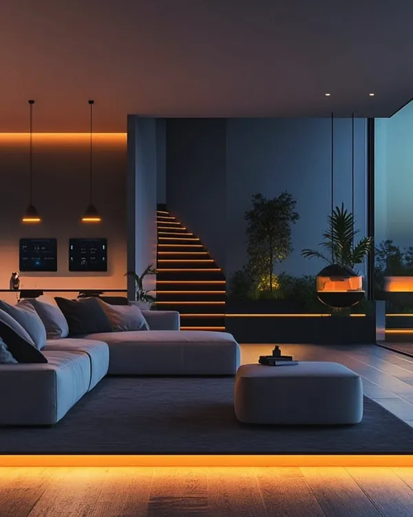 Lighting is a key element of modern interior design. In this space, we used automated LED strips and accent lights to create layers of warmth and ambiance. This kind of lighting doesn't just illuminate a home; it defines it.