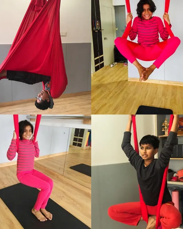 A glimpse into the fun we have in kids' aerial yoga. From hanging like a bat to swinging like a superhero, children get to explore movement in a completely new and exciting way.