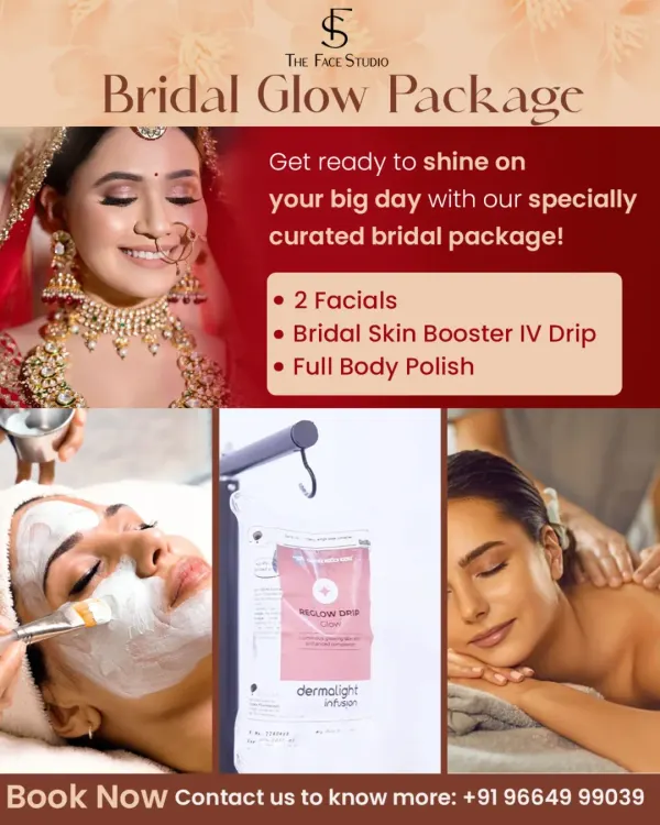 Get ready to shine on your big day with my specially curated Bridal Glow Package. It includes two facials, a Bridal Skin Booster IV Drip, and a full body polish to ensure you are radiant from head to toe.
