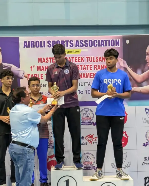 Parth Magar stands on the top of the podium, recognized as the U-17 Boys Champion at the 1st Maharashtra State Ranking Tournament. This is a proud moment that showcases the success of our competitive youth training.