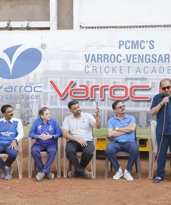 Chief Guest Mr. Arun Khanna addresses the finalists of the Varroc Cup (U-15). It was a proud day as our academy team emerged victorious at our Thergaon ground in Pune.