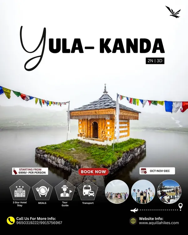 Discover the offbeat beauty of Yulla Kanda. This 2-night, 3-day trek takes you to the world's highest Krishna temple, nestled in the middle of a pristine lake.
