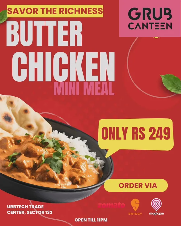 My Butter Chicken Mini Meal is the perfect portion for a satisfying solo lunch. It features tender chicken in a rich, creamy tomato gravy, served with your choice of rice or naan, providing a classic taste of North India.