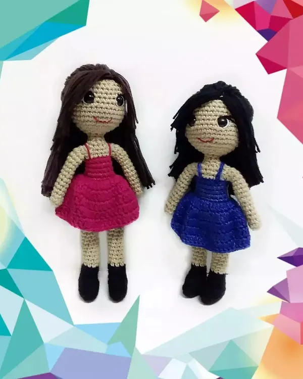 These best friend dolls were a custom order, and I made them to look like the two friends. I matched their hair and dress colors to create a truly personal and heartfelt gift.