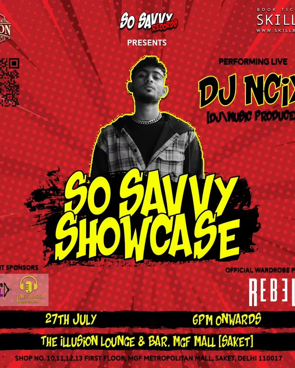 On the lineup for the 'So Savvy Showcase'. As the founder of So Savvy Records, I not only produce music but also create platforms for our artists to perform live. This event brought our label's talent to the stage in Saket, Delhi.