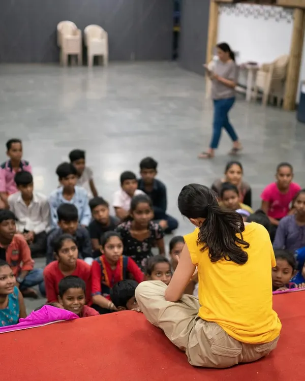 A moment from our 'World Heal Day' workshop. Here I am, sitting with the children, sharing stories and the magic of dance on International Dance Day.