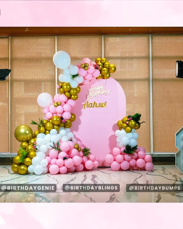A behind-the-scenes look at our pink and gold birthday setup, showing the professional lighting we use to make sure every detail shines.