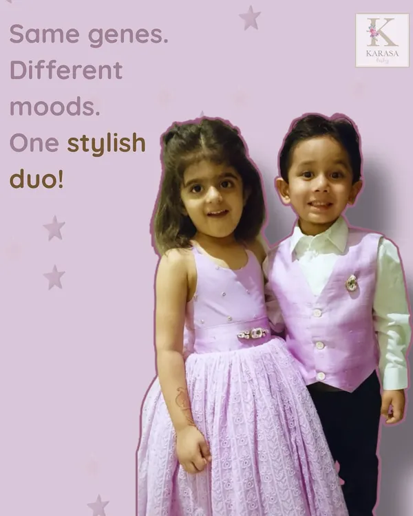 Same genes, different moods, one stylish duo! This is what our coordinated sibling sets are all about: celebrating their unique personalities while keeping them perfectly in sync.