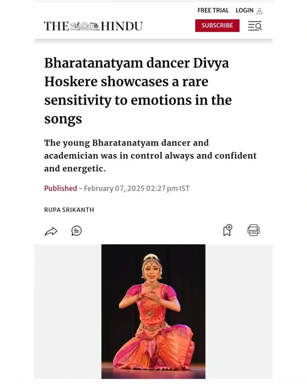 I am filled with gratitude to see my performance reviewed in The Hindu. This recognition for my show at The Music Academy is a tribute to my guru and my entire team.