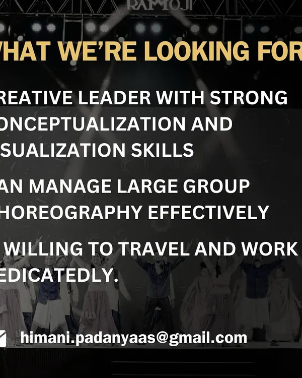 When I hire for my team, I look for more than just dancers. I seek creative leaders with strong visualization skills who can manage large groups and are willing to travel. This is about building a team of dedicated choreographers.