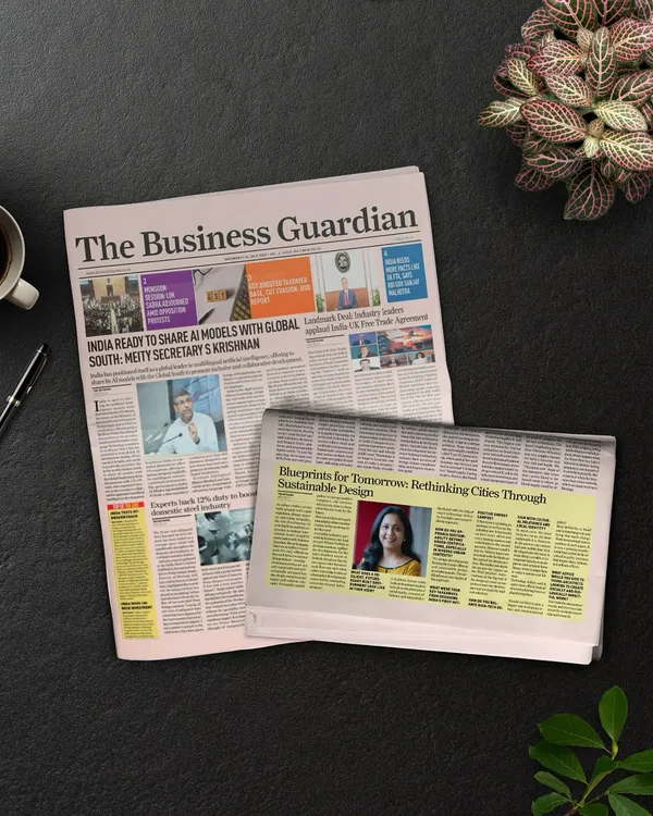 Our feature in Business Guardian, titled "Blueprints for Tomorrow: Rethinking Cities Through Sustainable Design." In this article, our director Shaon Sengupta reflects on the evolving role of architects as change-makers.