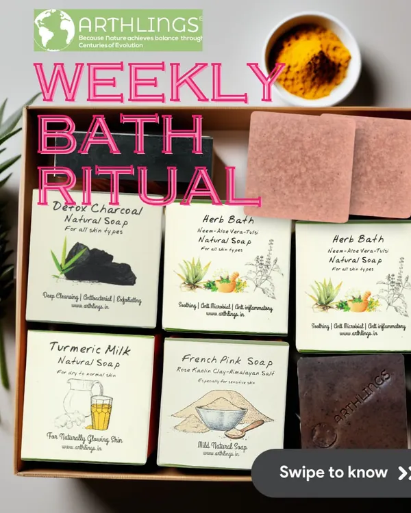 Your guide to a week of beautiful skin. Our weekly bath ritual box is curated to address different needs each day, from detoxing with charcoal to glowing with turmeric milk.