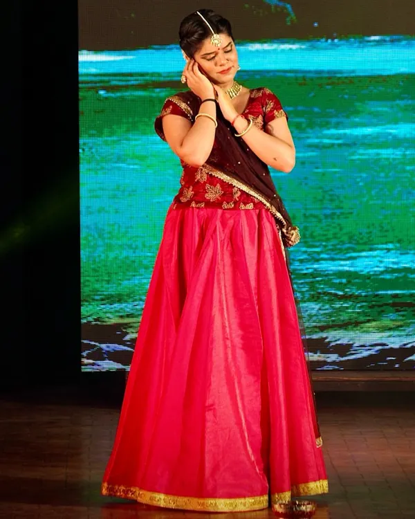 A moment of quiet reflection from the production 'Krishna Katha'. Here, I am portraying an emotion from the life of Lord Krishna, using facial expressions and gestures to tell the story.