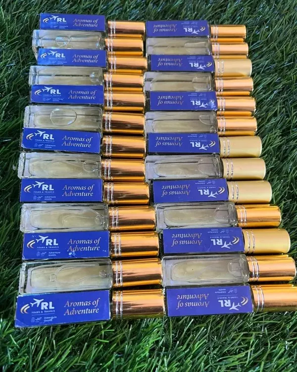 This was a large order of 150 custom-branded 'Aromas of Adventure' perfumes for a travel company. I was thrilled to partner with them to create a unique and memorable corporate gift for their clients.
