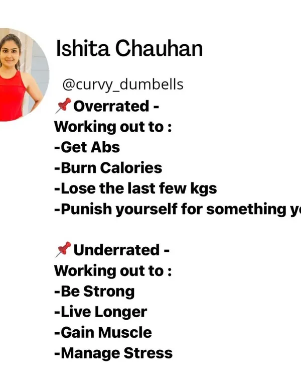 Let's change our perspective on exercise. Instead of working out to burn calories or punish yourself, let's focus on working out to be strong, live longer, gain muscle, and manage stress.