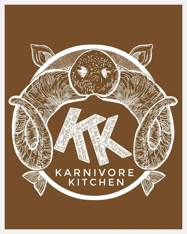 The official Karnivore Kitchen logo. It represents the ethos of my kitchen, showcasing my love for both Pork and Bannur lamb in a simple, earthy design.