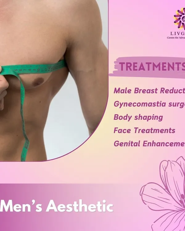 My male aesthetic procedures are designed to help you achieve a more masculine and defined physique. This image shows a crucial step in the consultation process for gynecomastia surgery, where I assess and plan for male breast reduction to create a flatter, more sculpted chest.