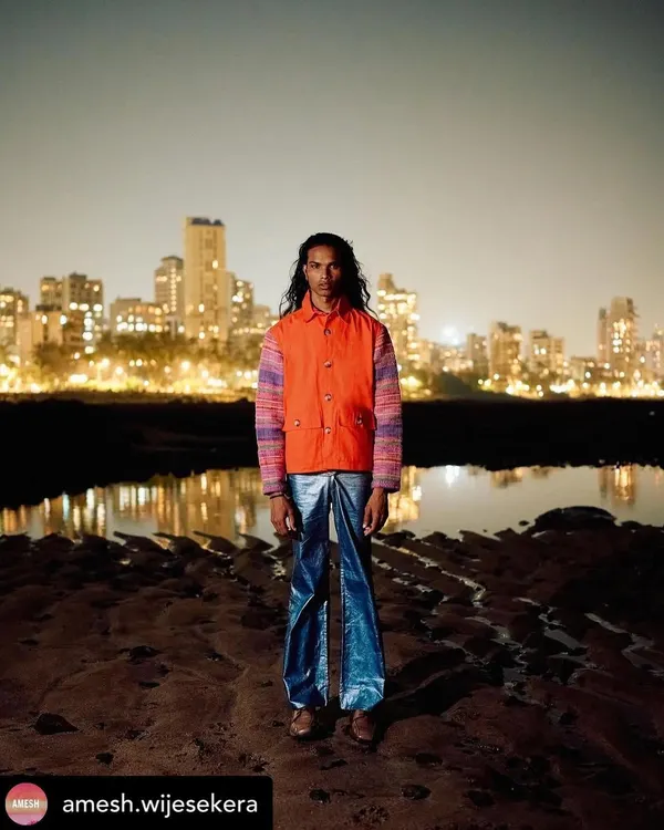 A powerful editorial shot for designer Amesh Wijesekera against the Mumbai skyline. I kept the model's long hair natural and the grooming minimal to fit the authentic, cross-cultural theme.