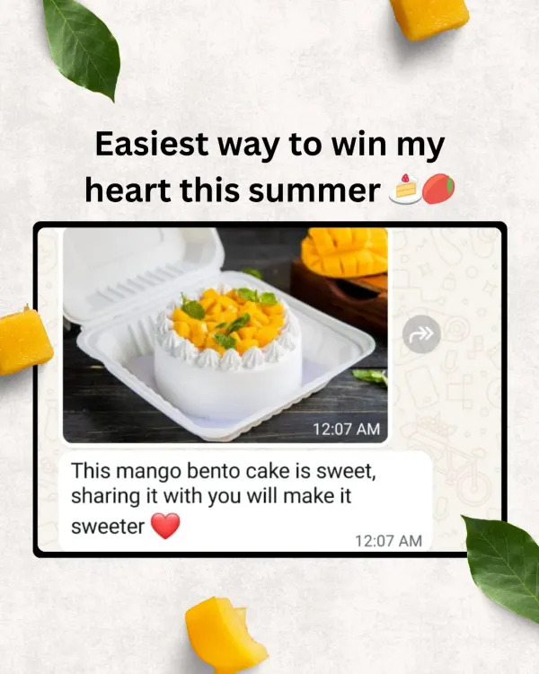 The easiest way to win a heart this summer is with our mango bento cake. It's the perfect subtle hint to send someone!