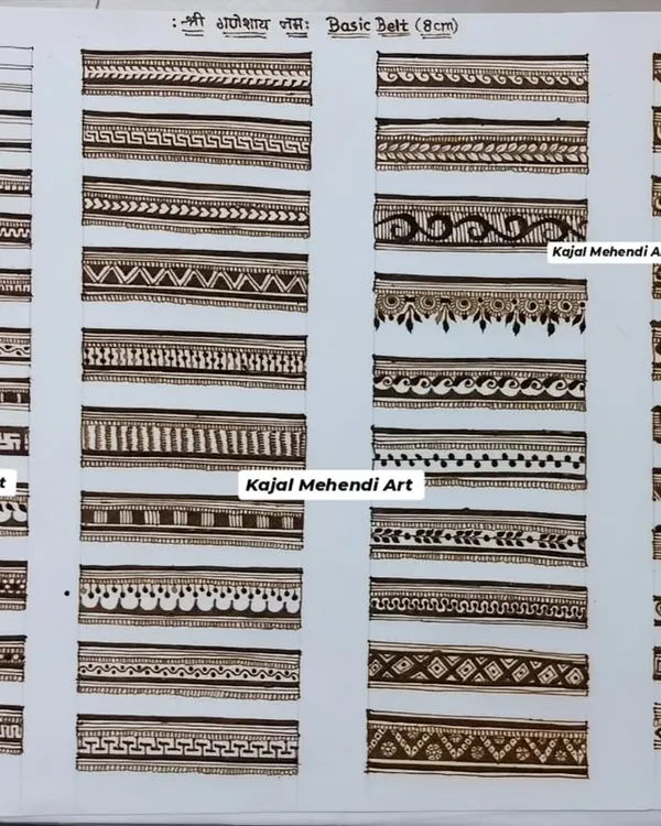 Every artist starts with the basics. Here is a look at some of the fundamental border and belt designs we practice on paper to build a steady hand and learn pattern consistency.