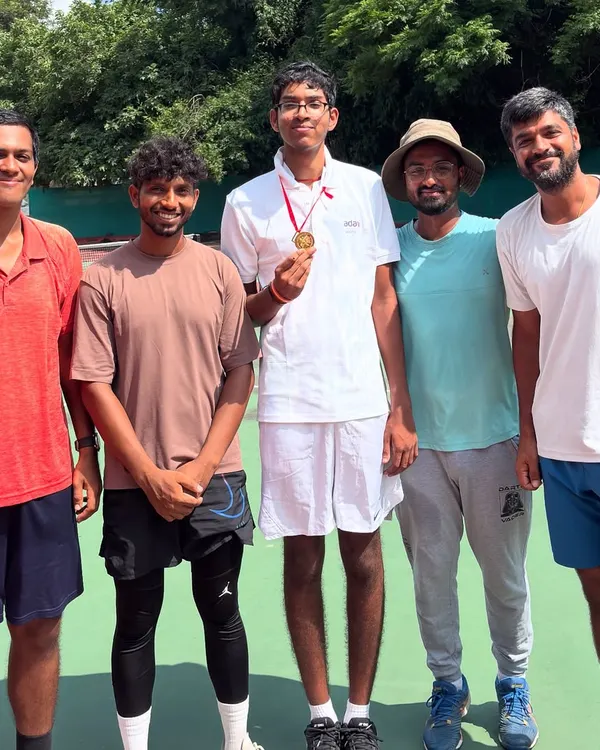 A defining moment for our tennis family. Here is 15-year-old Lakshmi Jadala with his coaches and teammates after winning gold at the National Tennis Championship 2025. This win qualified him for the Special Olympics World Games, a testament to his incredible determination.