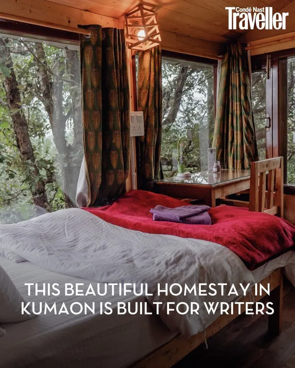 As featured in Condé Nast Traveller, our homestay is purpose-built for writers. This room, with its large windows overlooking the forest, offers the perfect blend of comfort and inspiration.