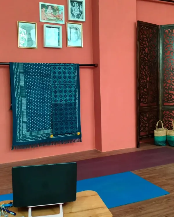 A peek into our dedicated online studio. We have created a serene and professional setup to ensure our online students receive a high-quality experience with clear audio and video.