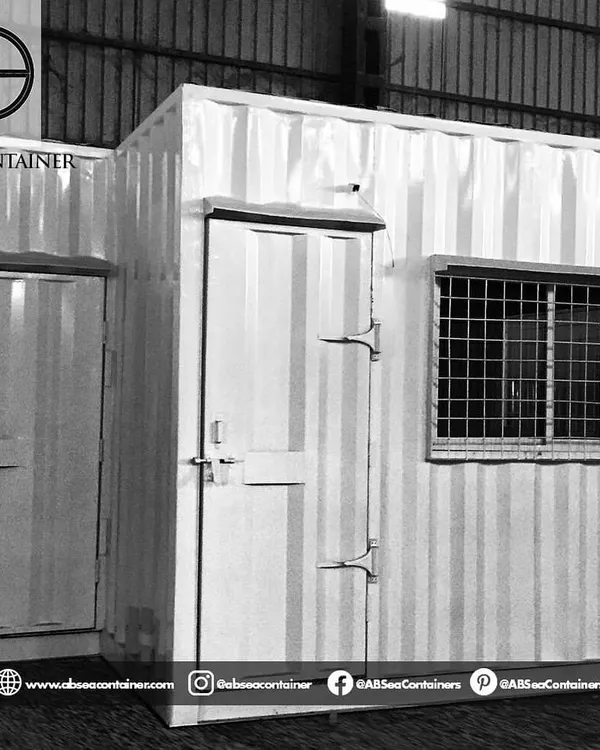 We build reliable and fully equipped security cabins to provide a secure and comfortable post for caretakers and security personnel. This unit includes a separate small room and a window with a grille.