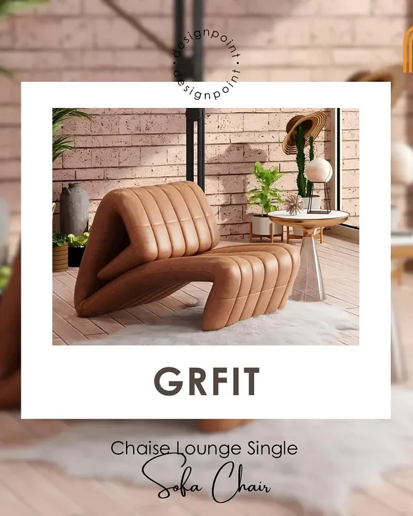 This is our 'GRFIT' chaise lounge chair, a truly modern and artistic piece. Its continuous, curved form provides ergonomic support, making it a comfortable spot for reading or relaxing.
