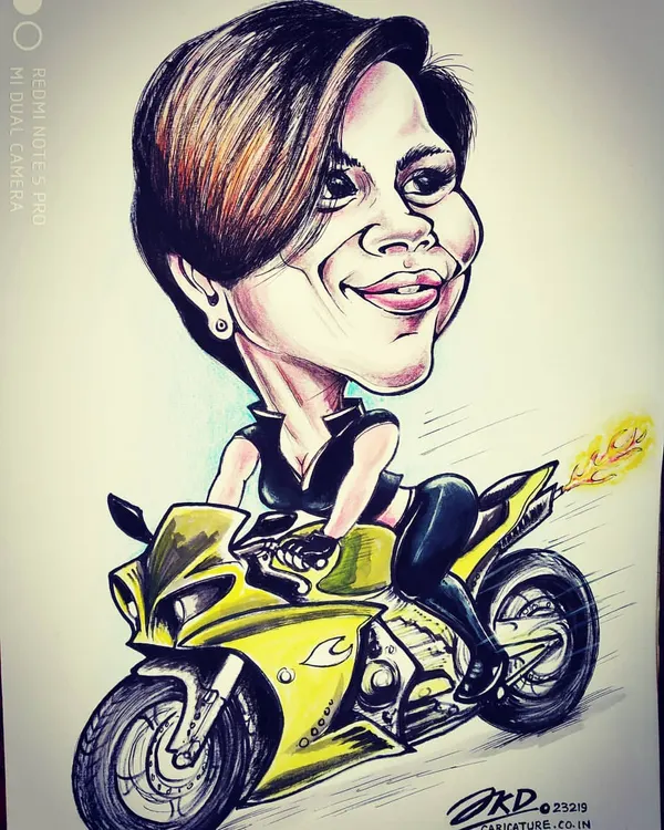 I had a great time drawing this for an avid biker and traveler. Themed caricatures like this are my specialty, allowing me to capture your adventurous spirit.