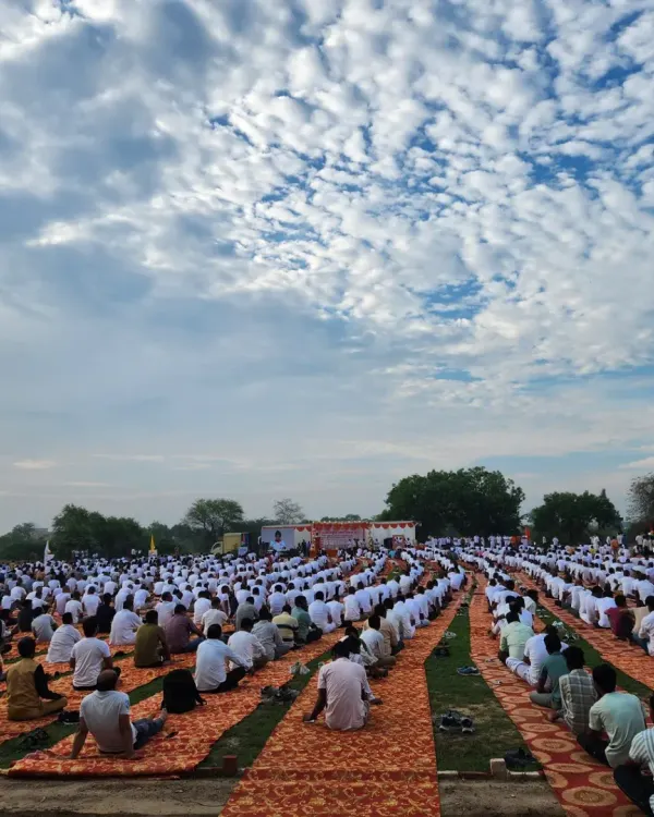 A breathtaking view from the stage at the Kannauj Yoga Day event. Seeing a sea of people moving and breathing together under the open sky is a powerful reminder of our shared humanity.