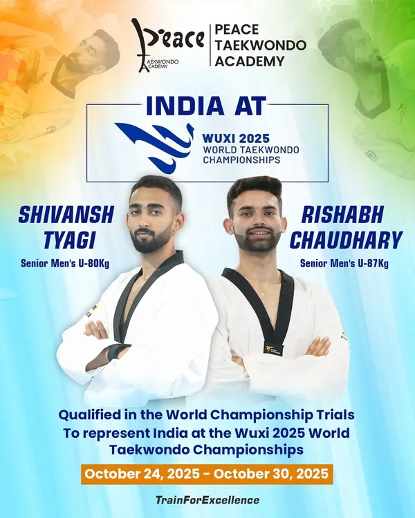 Announcing our two warriors, Shivansh Tyagi and Rishabh Chaudhary, who have qualified to represent India at the Wuxi 2025 World Taekwondo Championships. The road to Wuxi starts now!