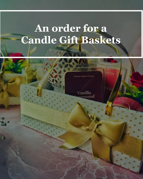 This is one of the candle gift baskets I created for a client to give to her friends. I can create similar curated hampers for your corporate clients or event guests, complete with custom branding and messages.