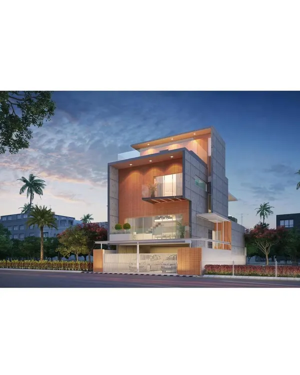 This is a proposal for a modern residence expressed in concrete, located in a Bangalore suburb. The design reinvents the traditional 'totti mane' or courtyard house typology to fit a compact urban site, using split levels to create visually connected, light-filled spaces.