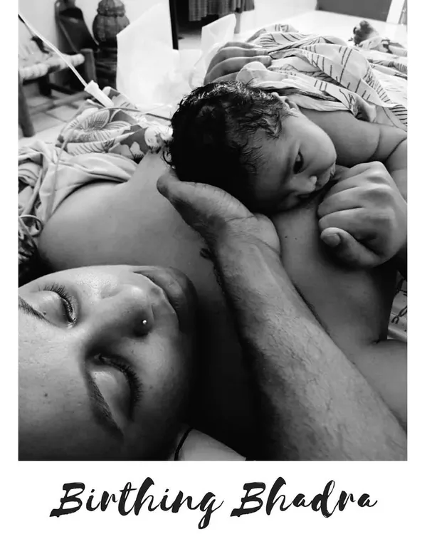 This is where my story begins. This picture of me and my newborn daughter, Bhadra, is so precious. I'm sharing my birth story for her to read one day, and for other women to know how beautiful birthing can be.