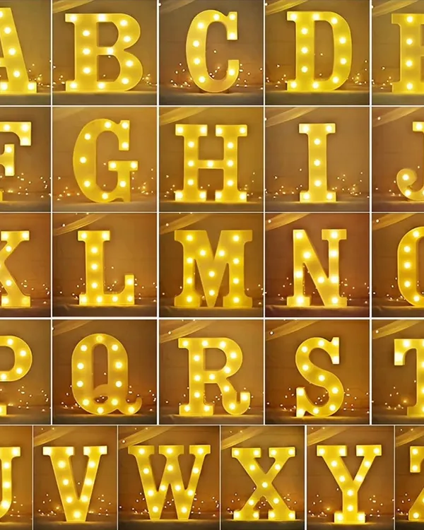 I have a full set of large, light-up marquee letters from A to Z. You can use them to spell out names or messages for a personalized touch.