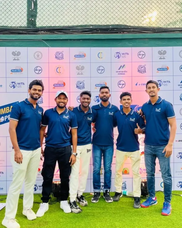 Our coaching team at the WTA 125 event in Mumbai. We believe in continuous learning and staying connected to the professional tennis world.