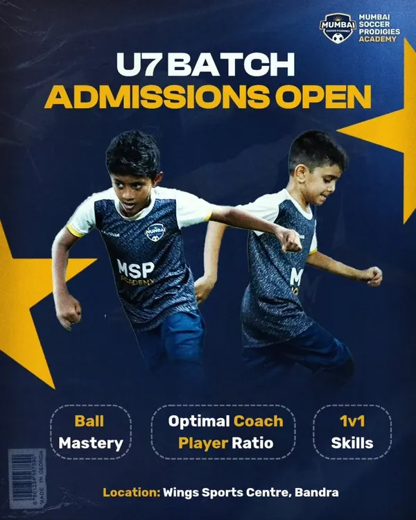 Admissions are open for our U7 batch in Bandra. We focus on ball mastery and 1v1 skills with an optimal coach-to-player ratio.