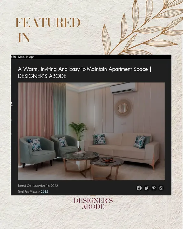 A proud moment for us, being featured on TheArchitectsDiary.com. This feature celebrates a warm, inviting, and easy-to-maintain apartment space we designed, where function meets beauty.