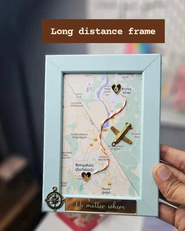 No matter the miles, love finds a way. This long-distance map frame is a beautiful reminder of your bond, customized with your locations and a connecting string.