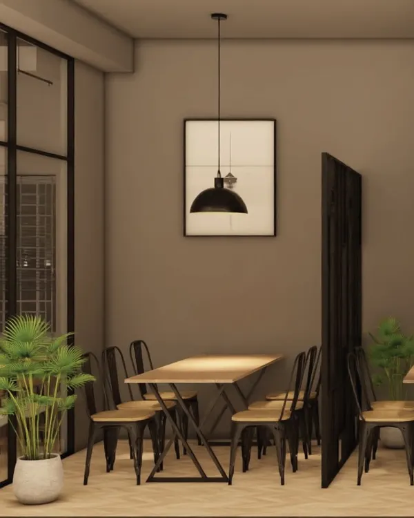 This is the kind of atmosphere I love to create. For this Namma Bengaluru cafe, I used an industrial design approach with warm, earthy tones, exposed brick walls, and natural wood to craft a cozy and elegant vibe that invites customers to stay a while.
