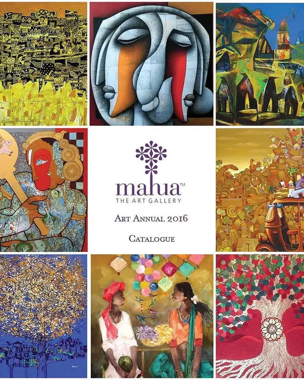 The catalogue cover for our Art Annual 2016, presenting a curated selection of paintings and sculptures from 30 talented contemporary artists across India.
