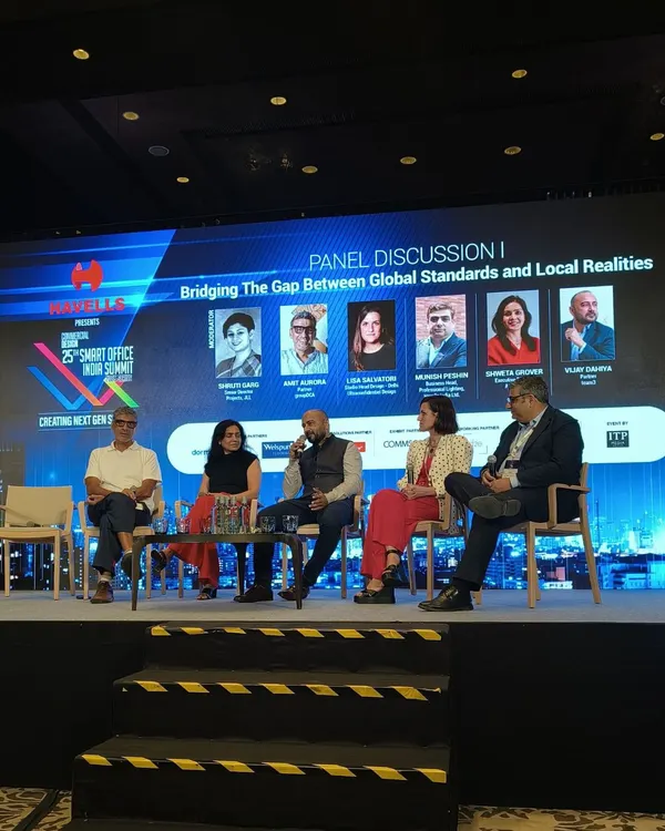 Our partner, Vijay Dahiya, participating as a panellist at the Smart Office Summit 2025. He discussed the importance of reinterpreting global workplace standards to reflect India's unique cultural and contextual realities.
