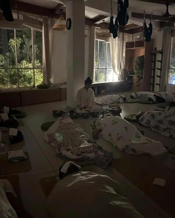 In the quiet of the Yogshala, surrounded by gentle vibrations, we find a space to simply be. This is a glimpse into our sound healing sessions, where you can let go of the day's weight and allow the resonant frequencies of Tibetan bowls to guide you back to yourself.