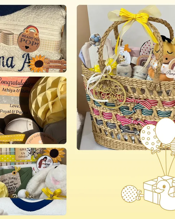 I was so thrilled to curate this sunflower-themed hamper for Athiya Shetty and KL Rahul's baby shower. It was filled with sunshine and love, and it was an honor to be part of their special celebration.