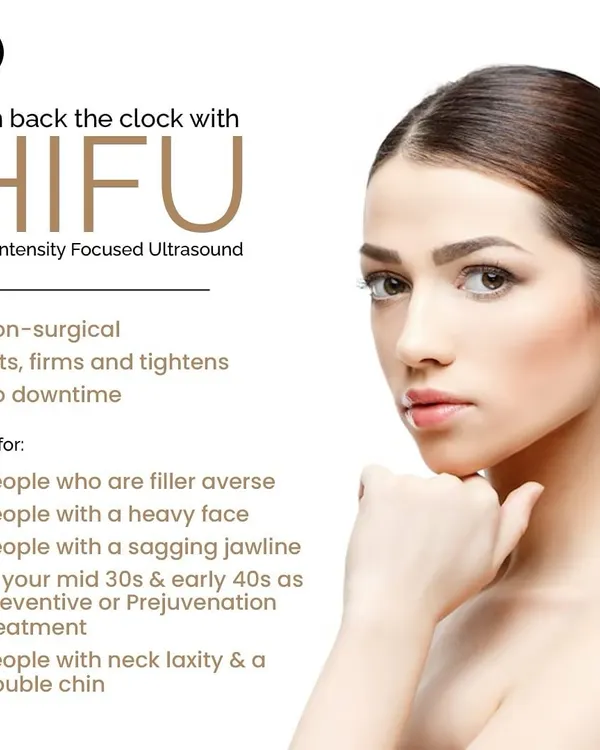 This infographic explains the benefits of HIFU, a non-surgical way to lift, firm, and tighten the skin. It is an ideal treatment for those who are filler-averse or dealing with a heavy face or sagging jawline.
