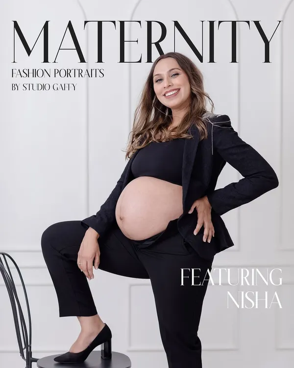 I believe maternity is a moment of profound strength and style. For this session, we created a fashion-forward portrait that feels like it belongs on a magazine cover, celebrating Nisha’s powerful journey into motherhood with elegance and confidence.