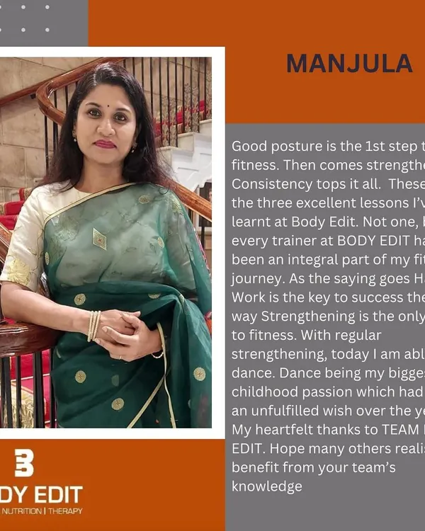 Manjula shares how our focus on posture and consistent strengthening helped her reconnect with her childhood passion for dance. Her story is a testament to how fitness can reopen doors to what you love.